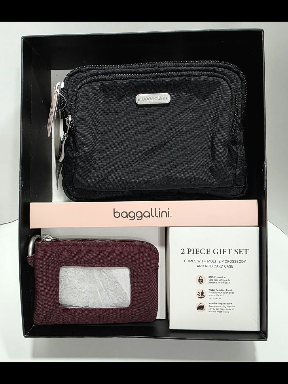 Baggallini Black & Blush 2-Piece Gift Set New In Box